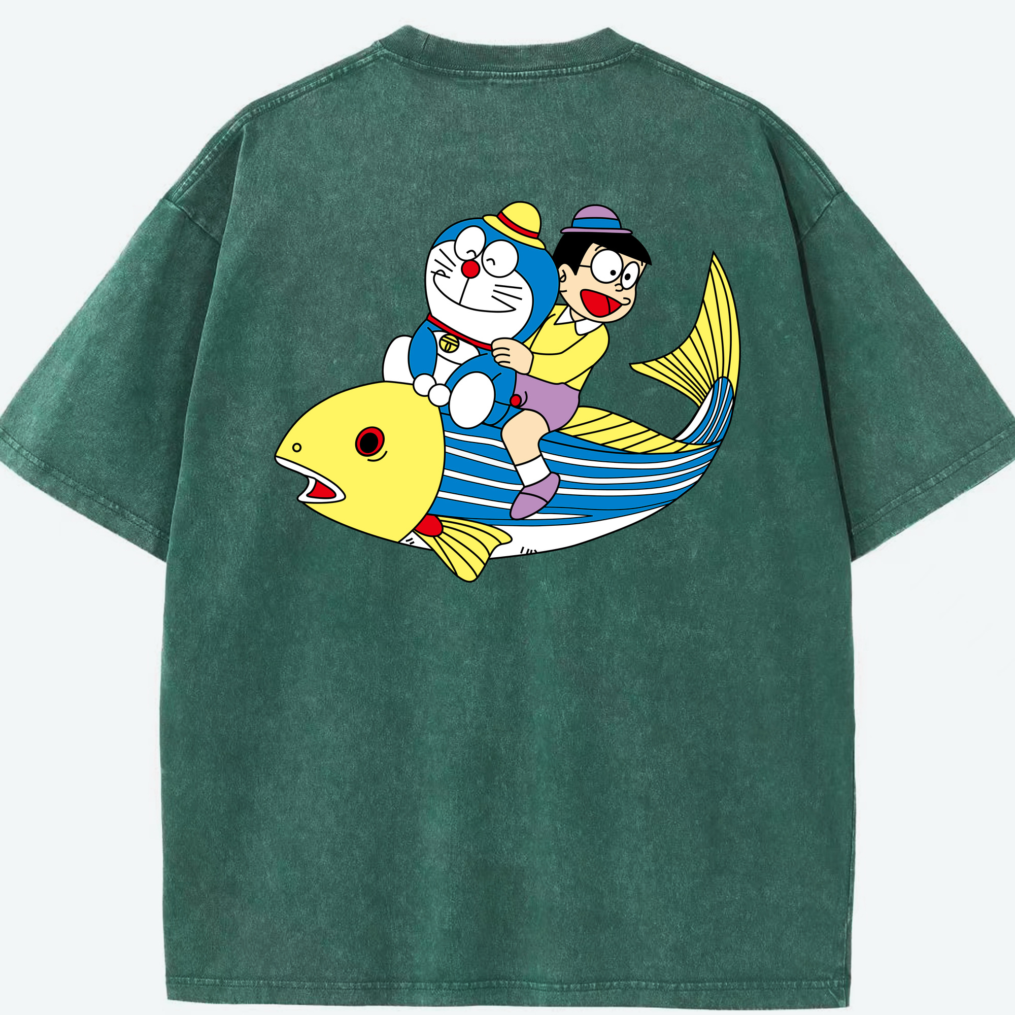 （画像用） ドラえもん 野比 のび太 Doraemon Nobita Nobi 綿100% ヴィンテージ風 半袖Tシャツ（背面プリント）